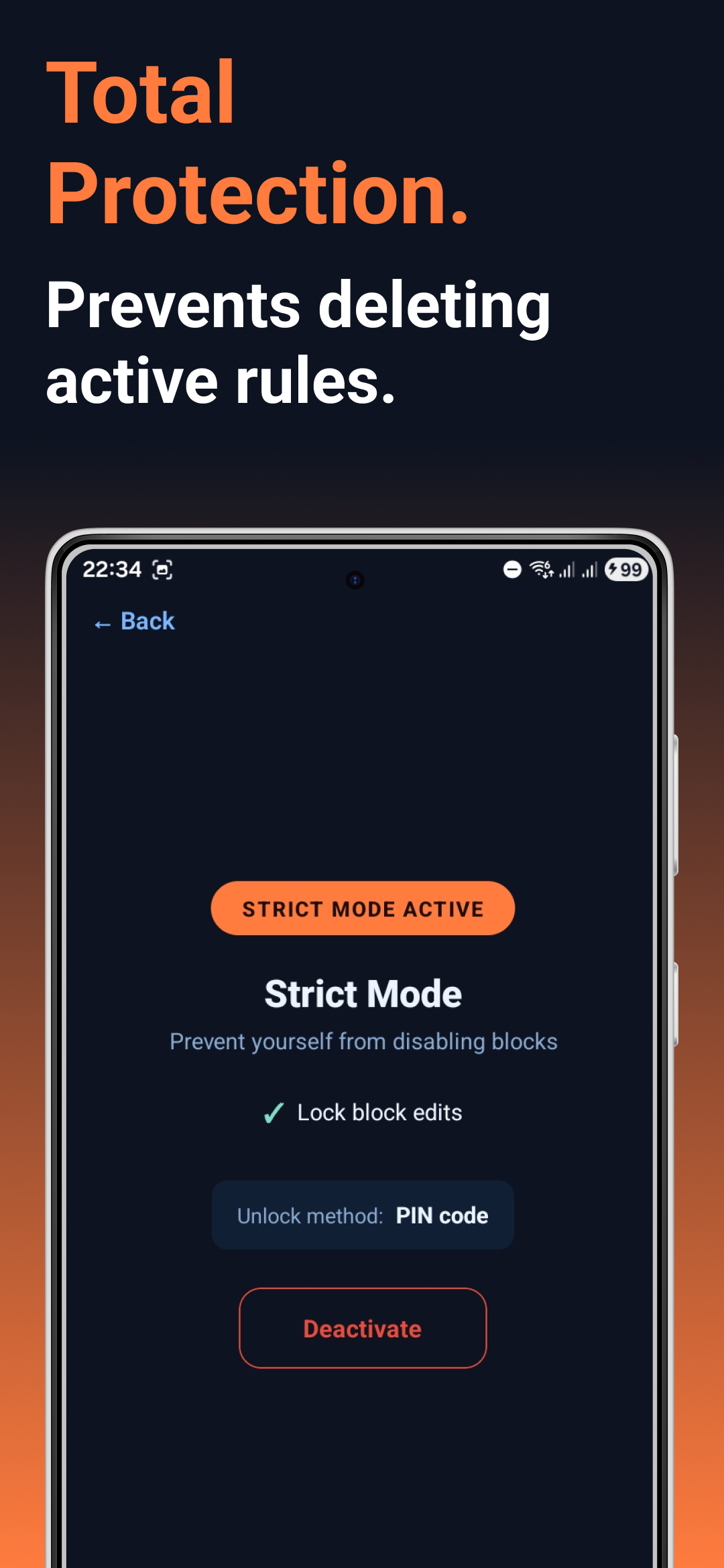 Strict Mode active screen